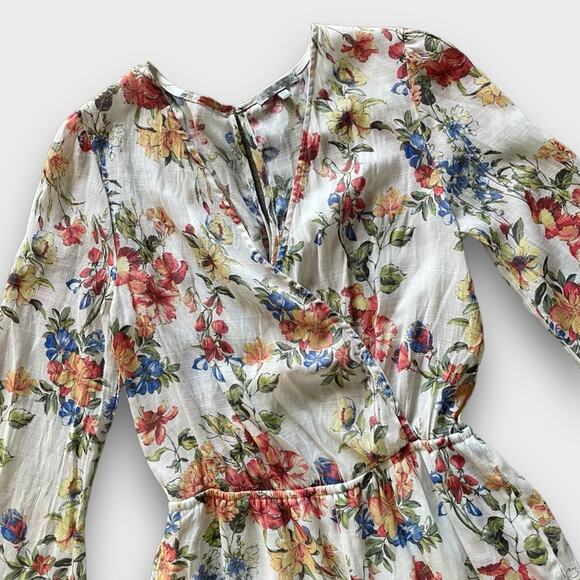 CHARLOTTE RUSSE BOHO CROCHET LONG SLEEVE FLORAL ROMPER MEDIUM - Picture 3 of 10